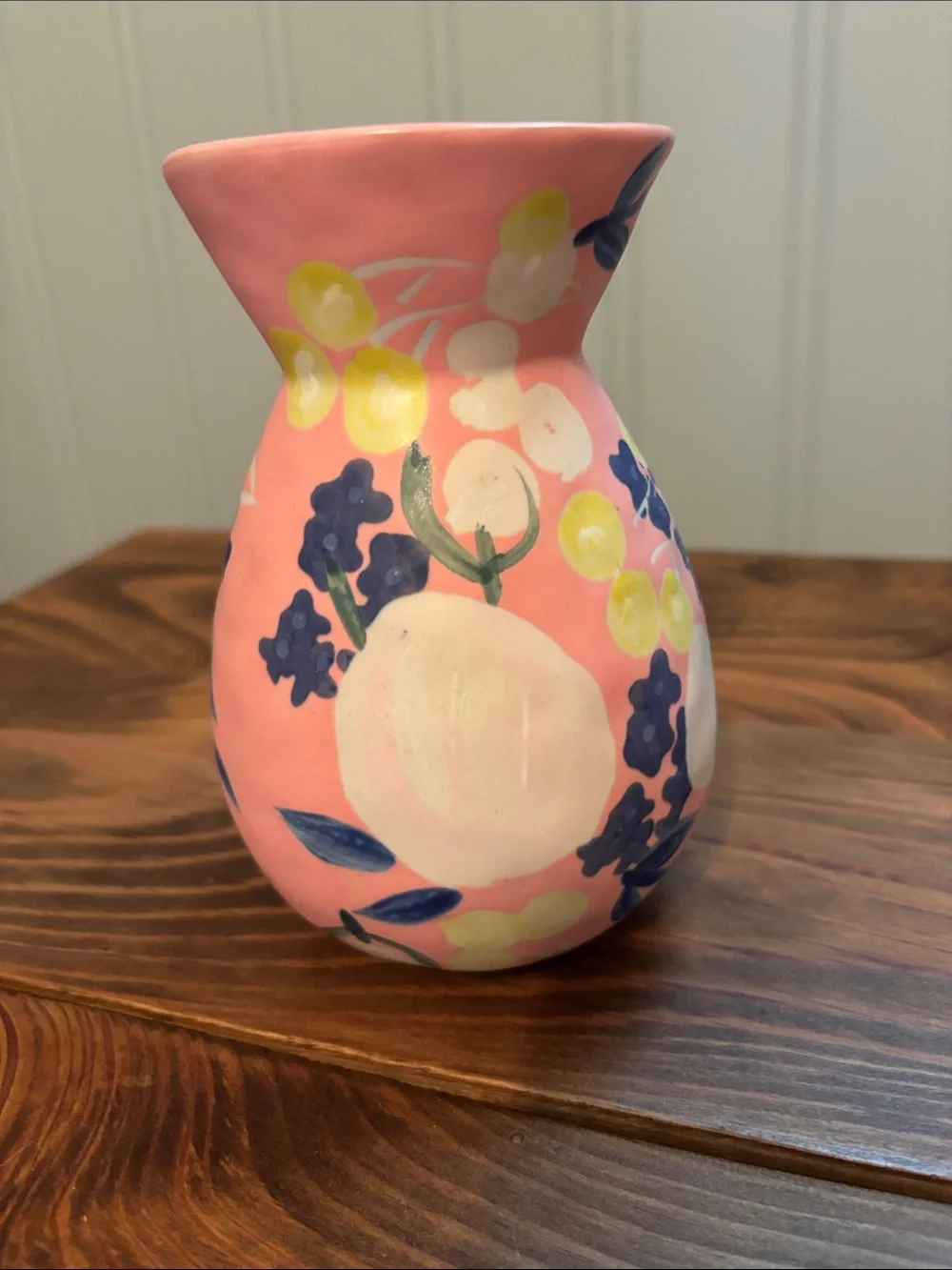 Hand-Painted Pink Floral Ceramic Vase Anthropologie